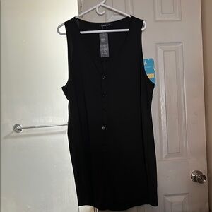 Black Sleeveless Sheath Mini Dress Scoop Neck